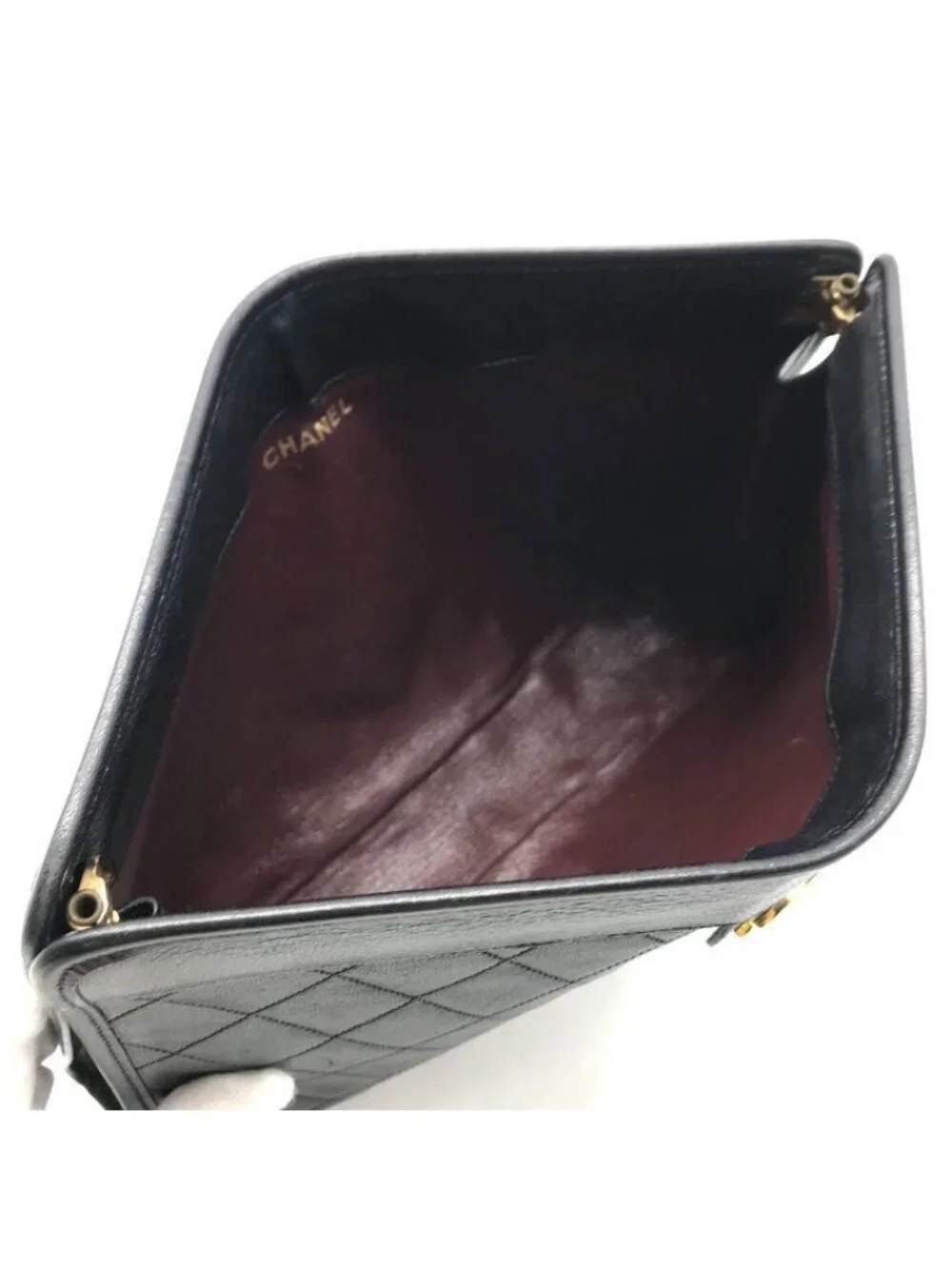 Chanel Quilted Clutch Black Gold